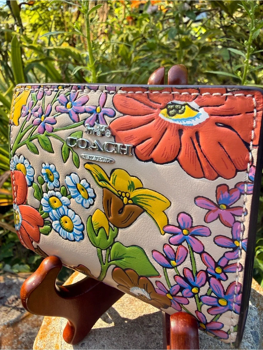 Coach Floral Leather Snap Wallet CR796